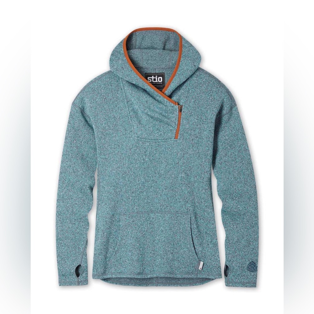 Stio Sweetwater Fleece Hoodie - Kingbird Blue Color with Orange piping